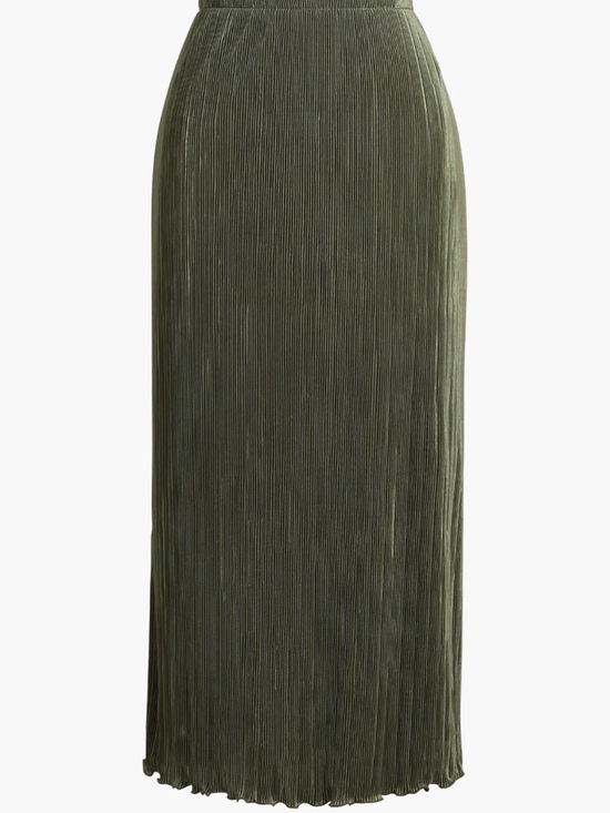 J. Crew Dresses & Skirts - J. Crew Olive Green Pleated Midi Skirt